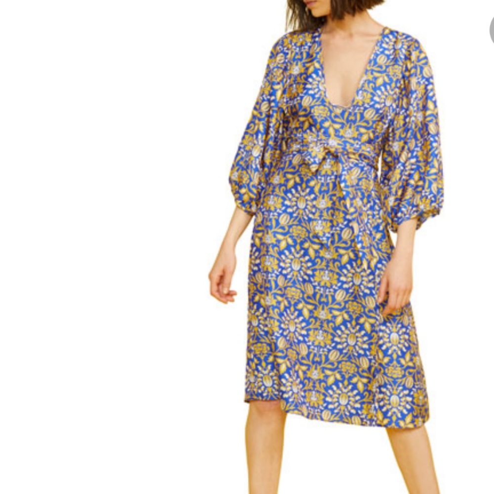 Cynthia Rowley Silk and Gold Metallic Dress Size 0